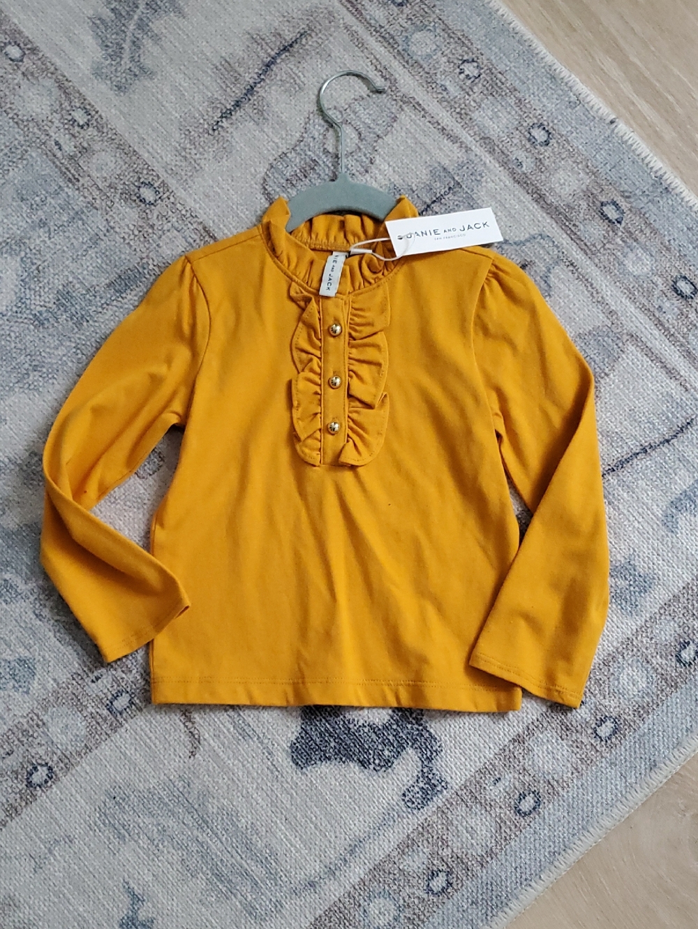 NWT Janie and Jack Girls The City Center Top Gold Long Sleeve Shirt Sz3